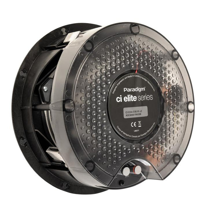 Paradigm CI Elite E80-R V2 | 8" Flush Mount Speaker - Ceiling Mount - SHOCK-MOUNT - Black - White surface ready to paint - Unité-SONXPLUS.com