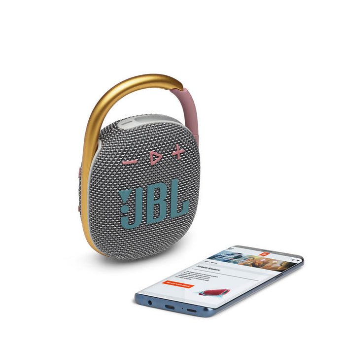 JBL Clip 4 | Haut-parleur Ultra-portable - Bluetooth - Imperméable - Autonomie 10 Heures - Gris