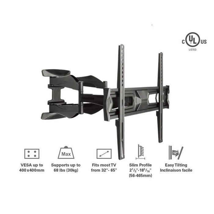 Syncmount SM-3265FM | Support mural articulé pour téléviseur 32" à 65" - Jusqu'à 66 lb