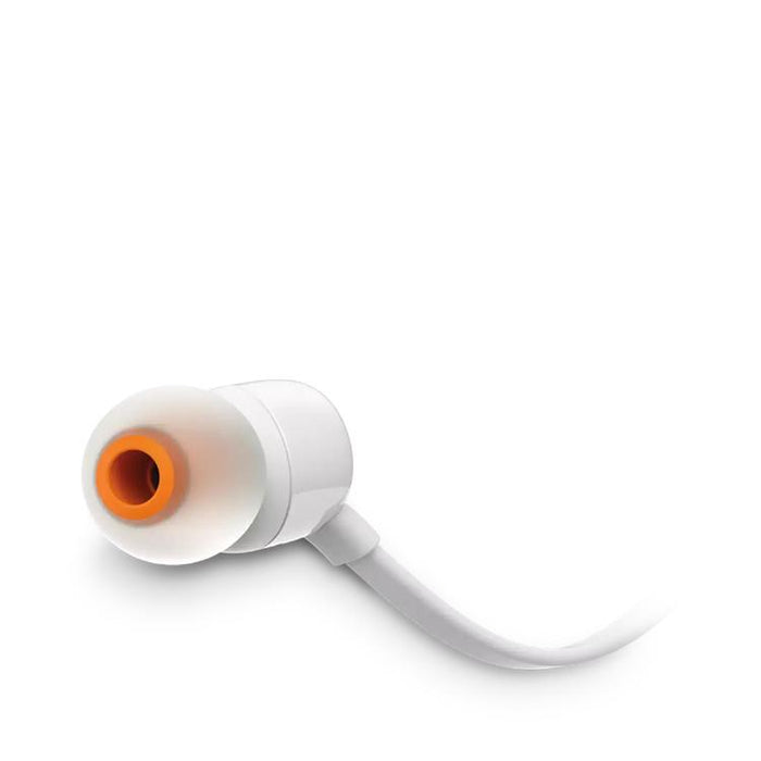 JBL Tune 110 | Écouteurs filaire intra-auriculaires - Avec télécommande 1 bouton - Microphone - Blanc