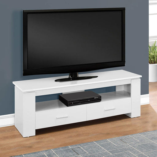 Monarch Specialties I 2601 | TV Stand - 48" - 2 Storage Drawers - White-SONXPLUS.com