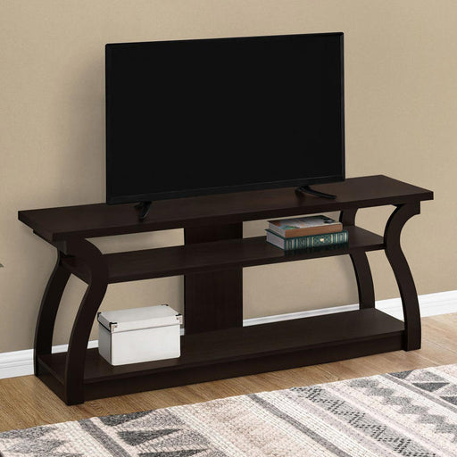 Monarch Specialties I 2667 | TV Stand - 60" - Open concept with 3 levels - Espresso-SONXPLUS.com