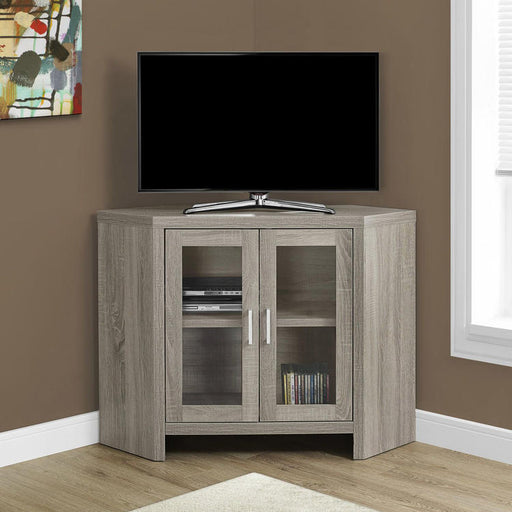 Monarch Specialties I 2701 | TV stand - 42" - Corner - Glass doors - Dark Taupe-SONXPLUS.com