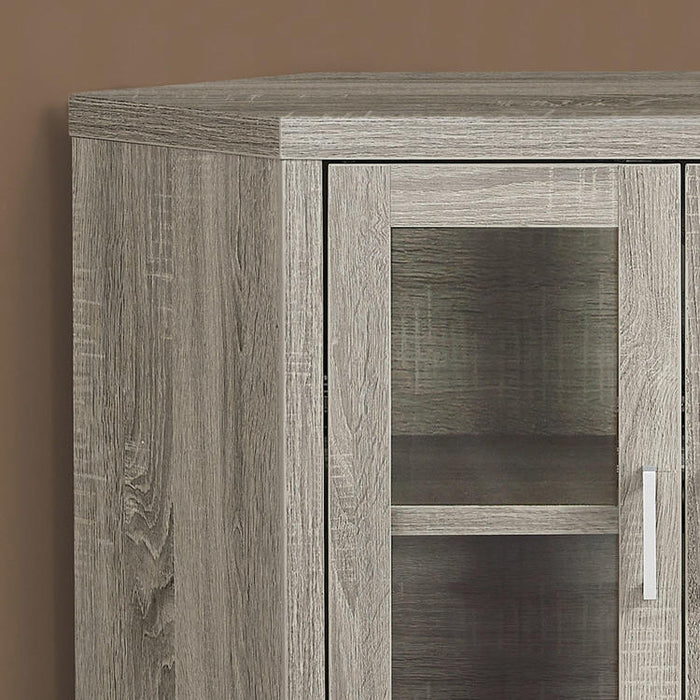 Monarch Specialties I 2701 | Meuble TV - 42" - En coin - Portes vitrés - Taupe Foncé