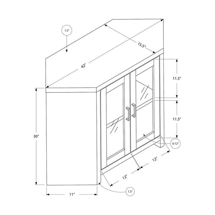 Monarch Specialties I 2701 | Meuble TV - 42" - En coin - Portes vitrés - Taupe Foncé