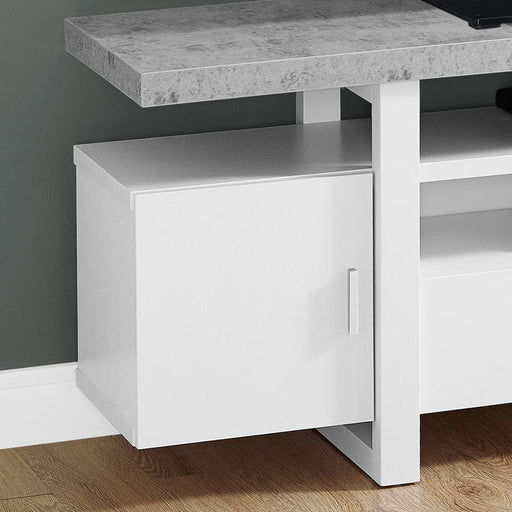 Monarch Specialties I 2725 | TV Stand - 60" - Imitation Cement Top - White-SONXPLUS.com