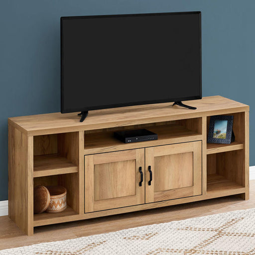 Monarch Specialties I 2744 | TV stand - 60" - Imitation wood - Golden pine-SONXPLUS.com