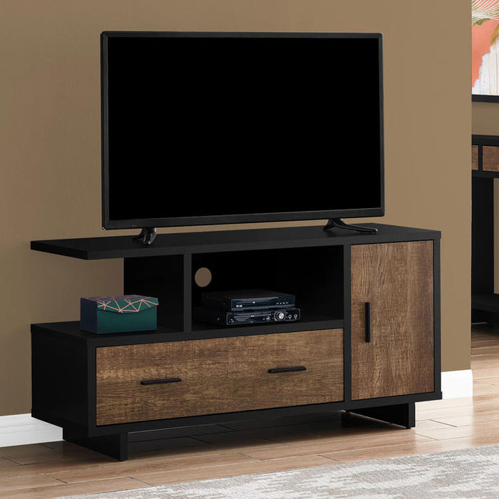 Monarch Specialties I 2803 | Meuble TV - 48" - Avec rangement - Imitation bois - Brun/Noir