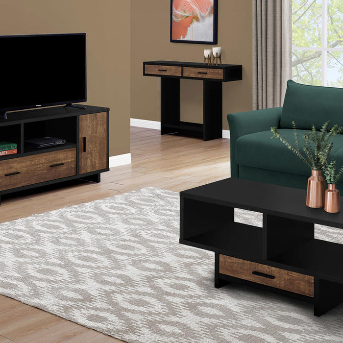 Monarch Specialties I 2803 | Meuble TV - 48" - Avec rangement - Imitation bois - Brun/Noir