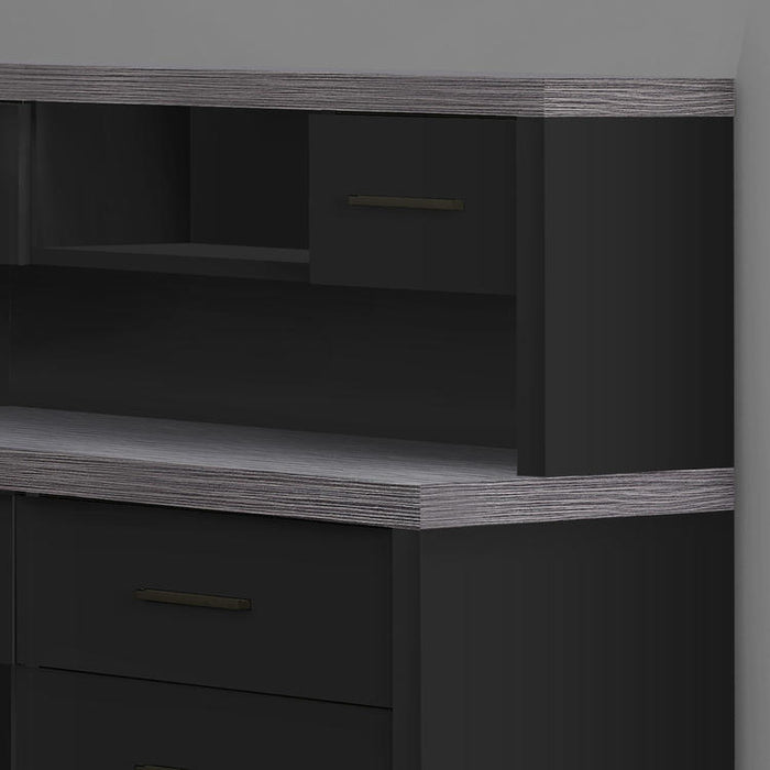 Monarch Specialties I 7430 | Computer Cabinet - Corner - L-Shape Design - Left or Right Hand - With Drawers - Grey Top - Black-SONXPLUS.com