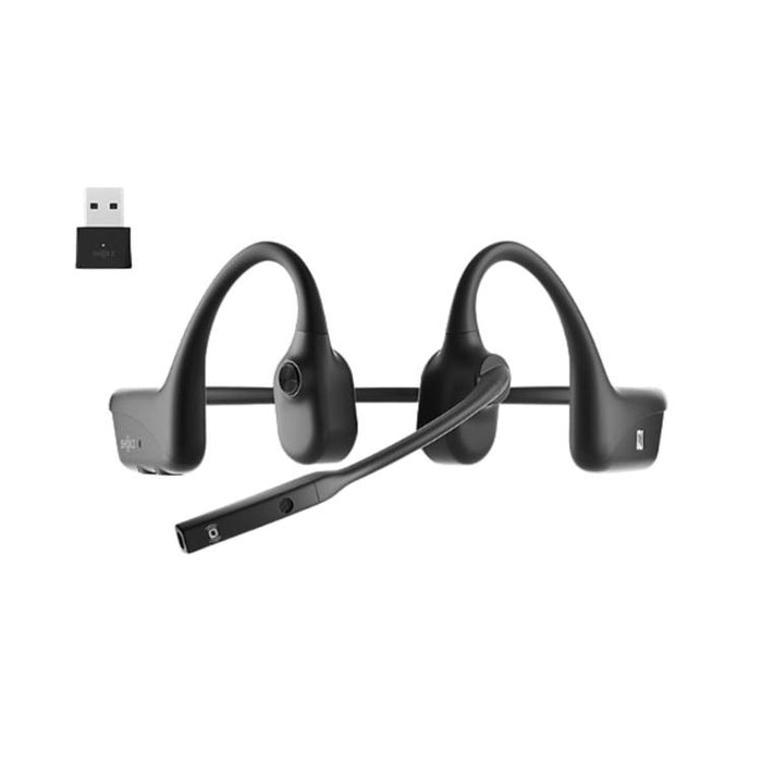SHOKZ OpenComm UC | Écouteurs à conduction osseuse - Avec clé USB - Bluetooth - Microphone perche - Noir Cosmique