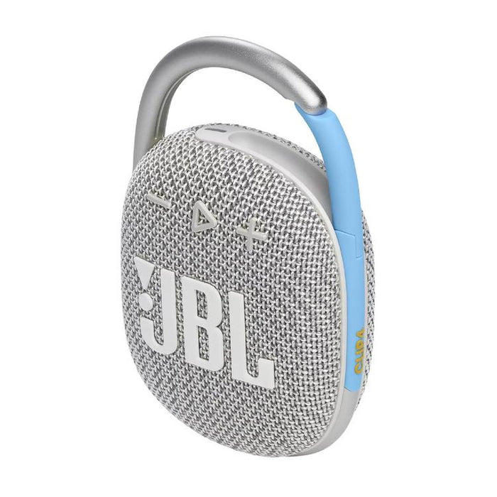 JBL Clip 4 Eco | Haut-parleur - Ultra-portable - Étanche - Bluetooth - Mousqueton intégré - Blanc