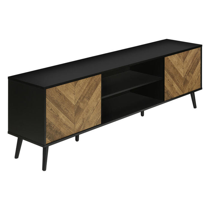 Monarch Specialties I 2781 | Meuble pour téléviseur 72'' - Base noir - Avec 2 portes simili-bois