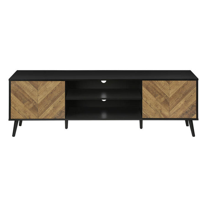 Monarch Specialties I 2781 | Meuble pour téléviseur 72'' - Base noir - Avec 2 portes simili-bois