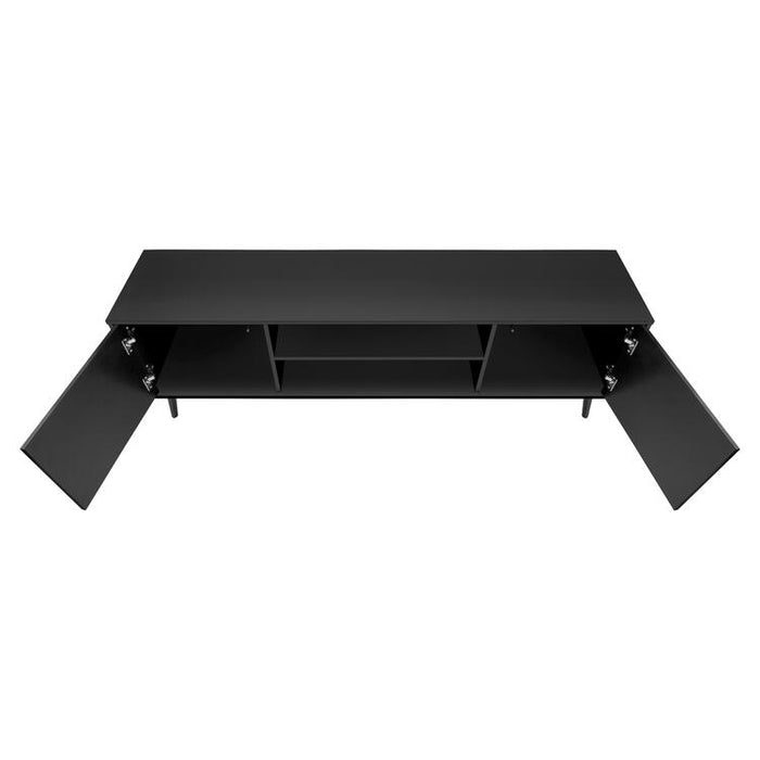 Monarch Specialties I 2781 | Meuble pour téléviseur 72'' - Base noir - Avec 2 portes simili-bois