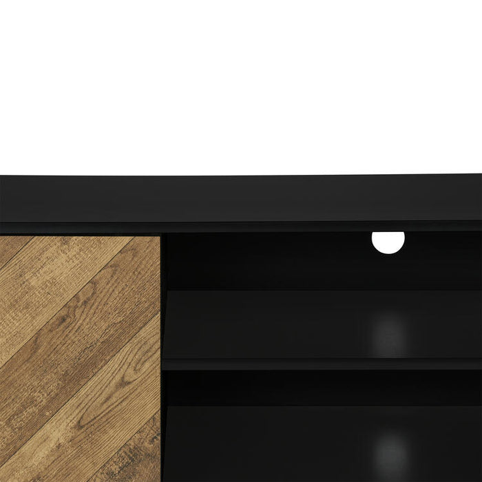 Monarch Specialties I 2781 | Meuble pour téléviseur 72'' - Base noir - Avec 2 portes simili-bois