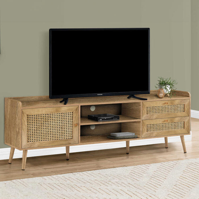 Monarch Specialties I 2723 | Meuble pour téléviseur 72'' - Avec rangement - Noyer