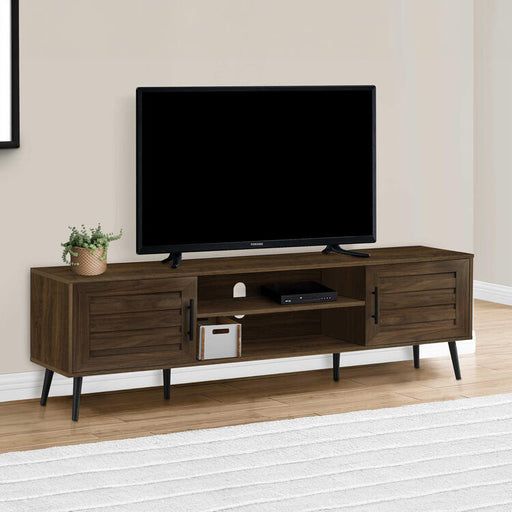 Monarch Specialties I 2717 | Meuble pour téléviseur 72'' - Simili-bois brun - Avec 2 portes-SONXPLUS.com