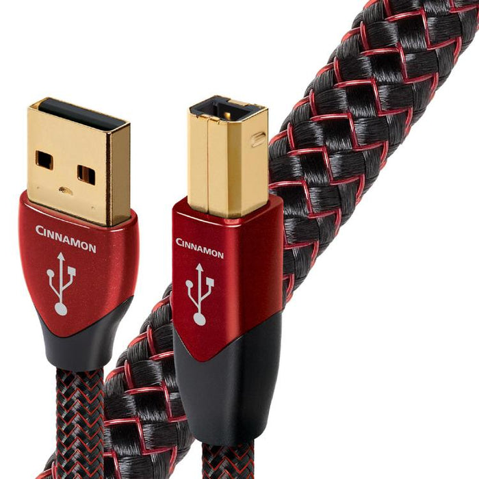 Audioquest Cinnamon | Câble USB A vers USB B - Version USB 2.0 - Conducteur en Argent massif à 1,25% - 1.5 Mètres