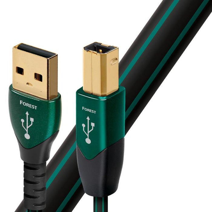 Audioquest Forest | Câble USB A vers USB B - Version USB 2.0 - Conducteur en Argent massif à 0,5% - 1.5 Mètres