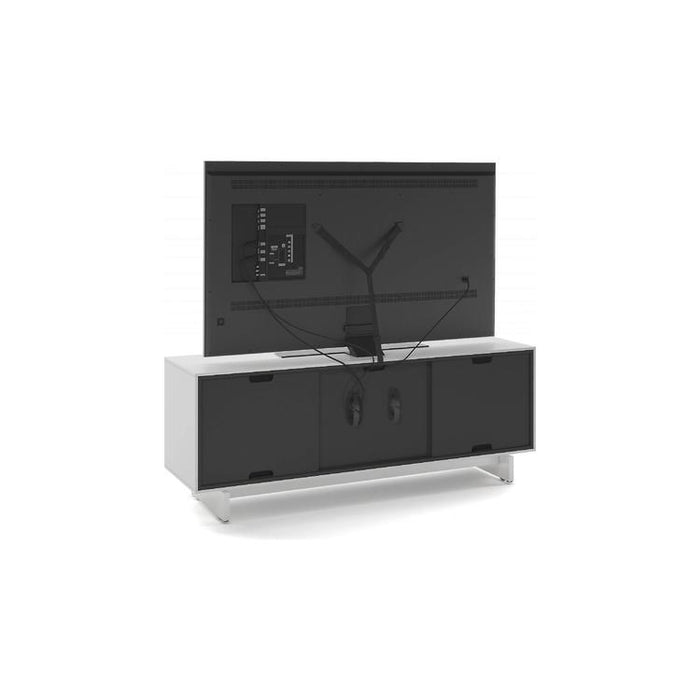 BDI BDIAL7477MESW | Multimedia cabinet - Central drawer - Louvered doors - Satin White-SONXPLUS.com