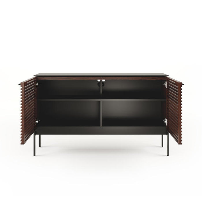 BDI BDICORR7128CHOC | Multimedia cabinet - Louvered doors - Solid wood - Chocolate stained walnut-SONXPLUS.com