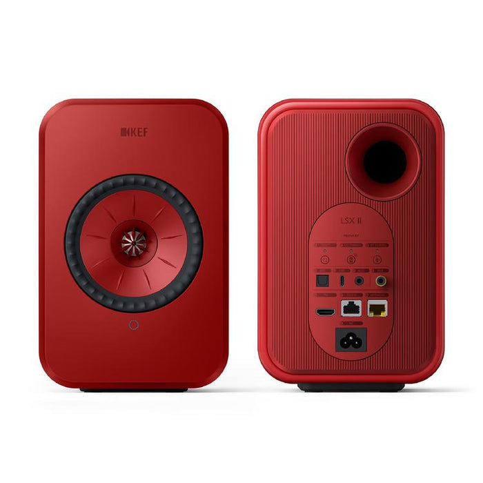 KEF LSX II | Haut-parleurs HiFi Sans fil - Compacte et versatile - Rouge Lave - Paire