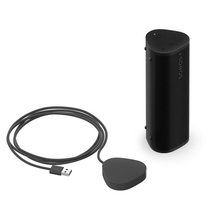 Sonos | Roam Charging Set - 1 Roam 2 Portable Speaker - 1 Roam Charger - Black