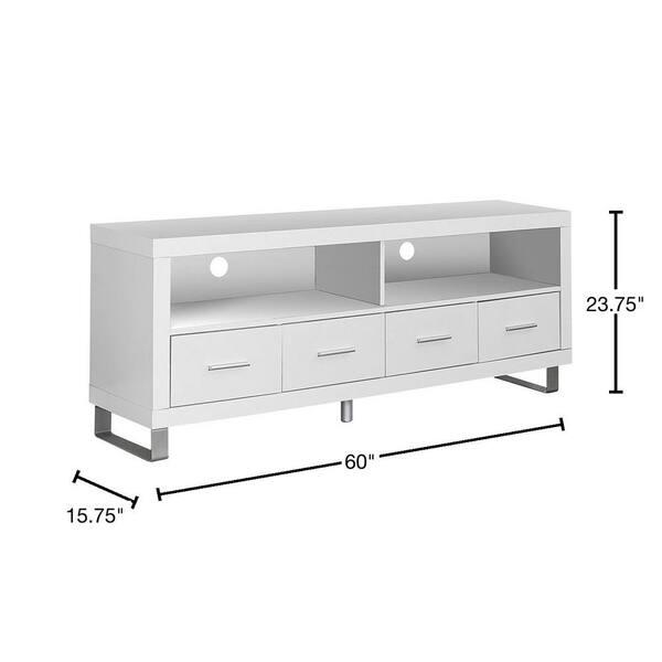 Monarch Specialties I2518 | TV Stand - 60" - 4 Drawers - White