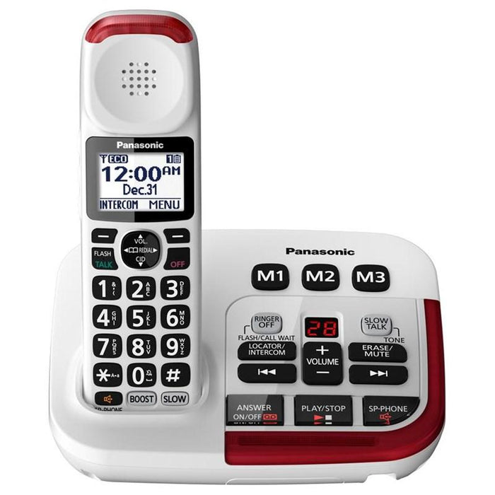 Panasonic KX-TGM470W | Cordless Phone - 1 Handset - Answering Machine - 2X Amplified - White