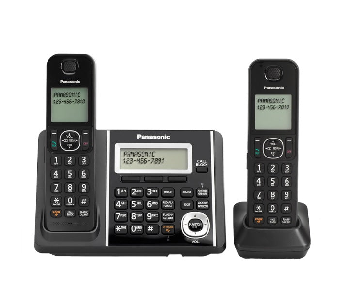 Panasonic KX-TGF342B | Cordless Phone - 2 Handsets - Answering Machine - Black