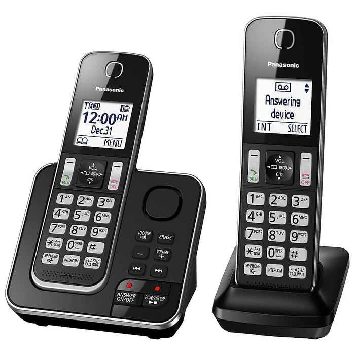 Panasonic KX-TGD392B | Cordless Phone - 2 Handsets - Answering Machine - Black-SONXPLUS.com