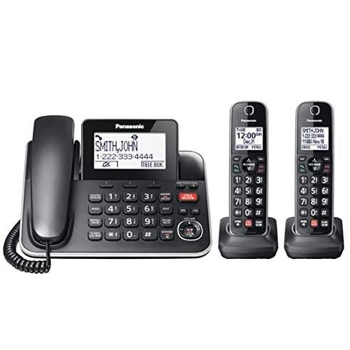 Panasonic KXTGF872B | Combo cordless phone - 1 fixed and 2 cordless handsets - Answering machine - Black