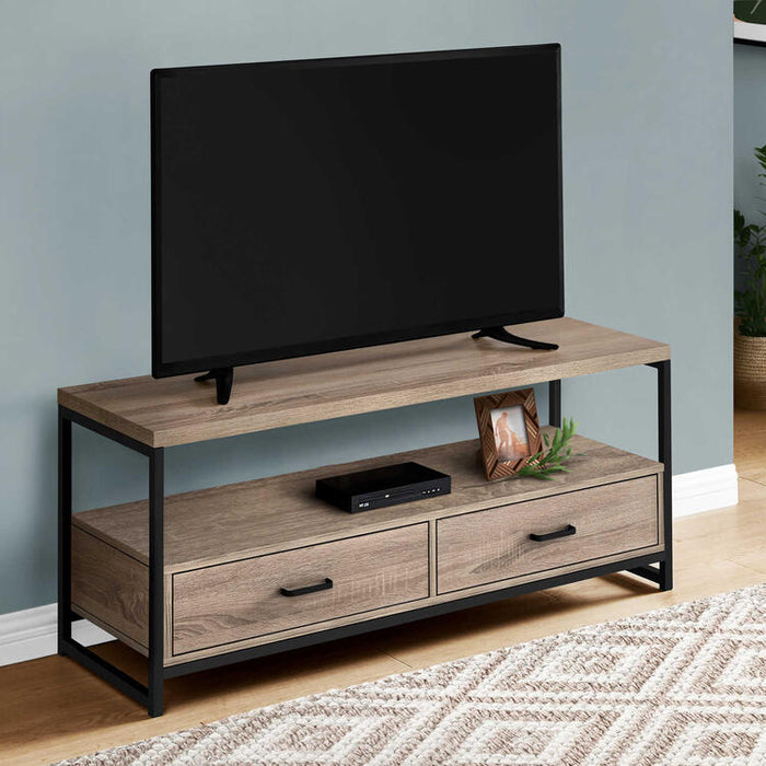 Monarch Specialties I2872 | Meuble TV - 48" - 2 Tiroirs de rangement - Taupe foncé