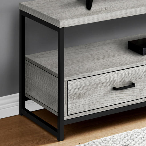 Monarch Specialties I 2871 | TV stand - 48" - 2 Storage drawers - Black metal - Imitation wood Grey-SONXPLUS.com