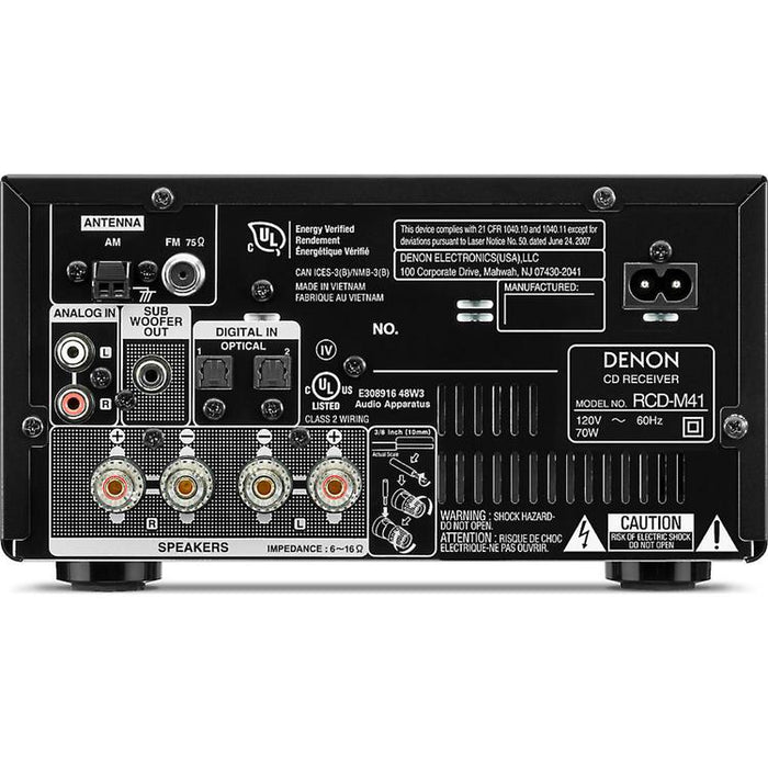 Denon DM-41SBK | Micro-Chaîne Hi-Fi sans fil - 2 Canaux - Bluetooth - Noir-SONXPLUS.com