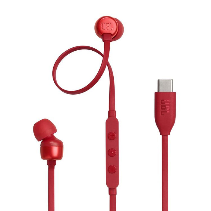 JBL Tune 310C | Écouteurs intra-auriculaires - Filaire - USB-C - Télécommande 3 boutons - Rouge-SONXPLUS.com