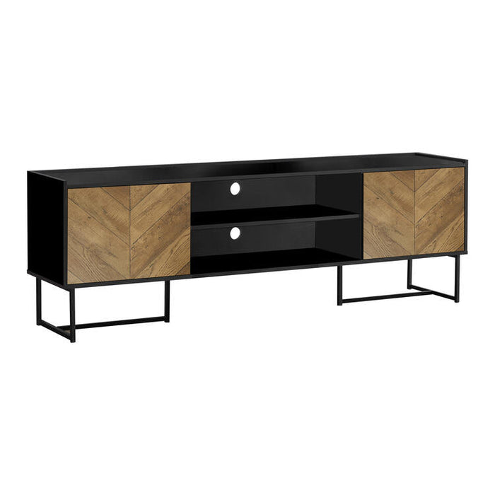 Monarch Specialties I 2752 | Meuble pour téléviseur 72'' - Base de métal noir - Avec 2 portes simili-bois-SONXPLUS.com