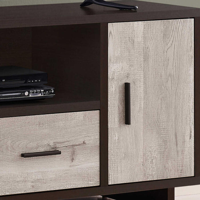 Monarch Specialties I2805 | TV stand - 48" - 1 Drawer - 1 Cabinet - Espresso/Taupe-SONXPLUS.com