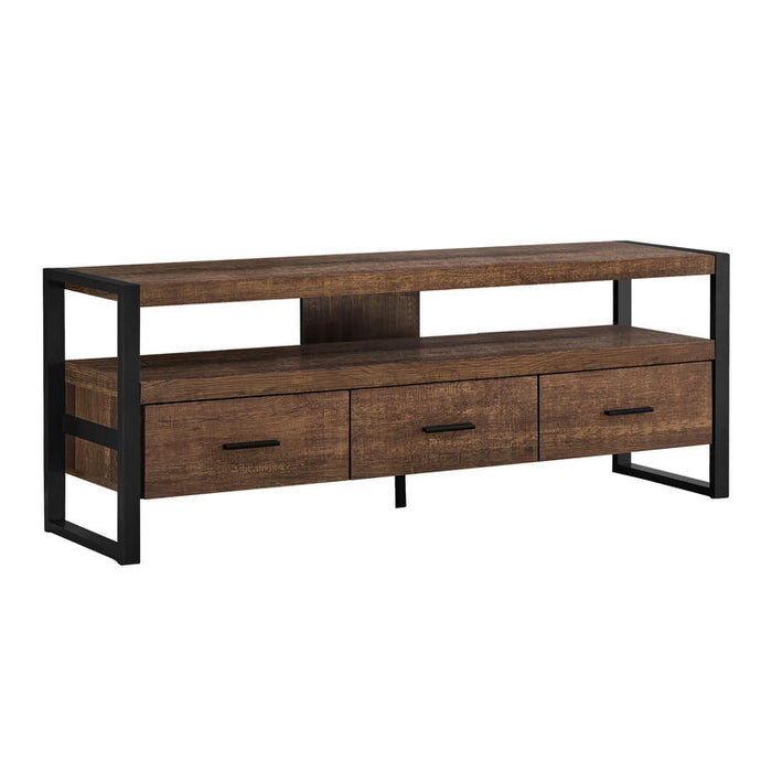 Monarch Specialties I2820 | TV stand - 60" - 3 Drawers - Dark brown-SONXPLUS.com