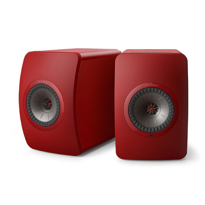 KEF LS50 WIRELESS II | Haut-parleurs HiFi Sans fil - Absorption des métamatériaux - Rouge Crimson - Paire