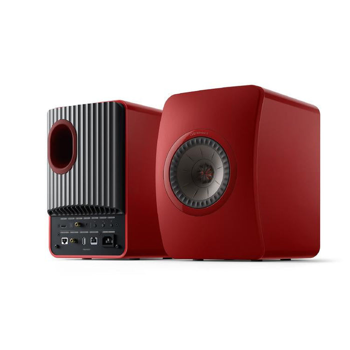 KEF LS50 WIRELESS II | Haut-parleurs HiFi Sans fil - Absorption des métamatériaux - Rouge Crimson - Paire