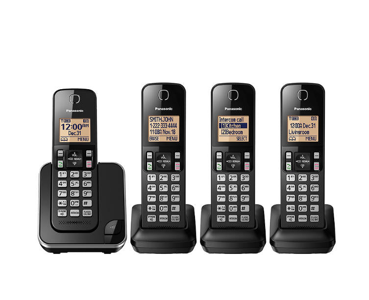 Panasonic KX-TGC384B | Cordless Phone - 4 Handsets - Black