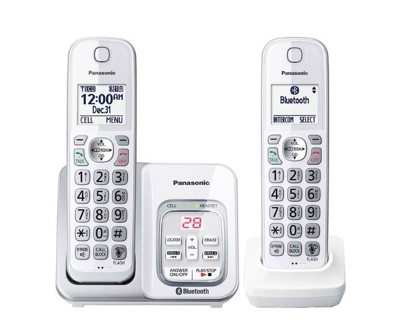 Panasonic KX-TGD592W | Téléphone sans fil - 2 combinés - Liaison cellulaire - Répondeur - Bluetooth - Blanc