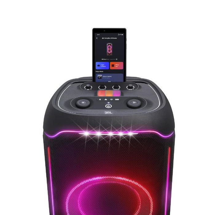 JBL PartyBox Ultimate | Haut-parleur portatif - Jeu de lumière - WiFi 6 - Bluetooth 5.3 - Noir-SONXPLUS.com