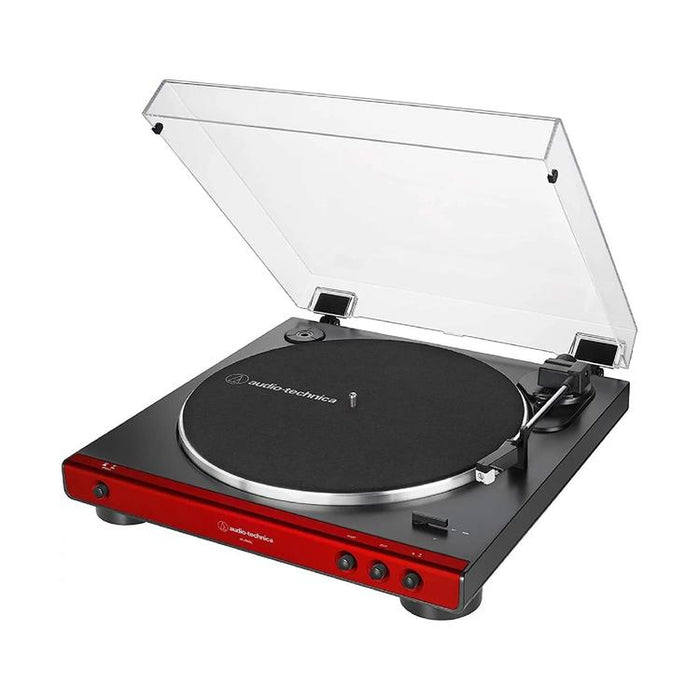 Audio Technica AT-LP60X-RD | Table tournante Stéréo - Entraînement par courroie - Entièrement automatique - Rouge-SONXPLUS.com