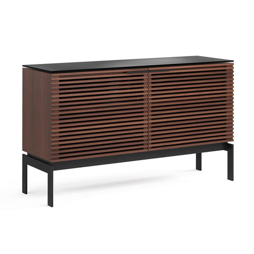 BDI BDICORR7128CHOC | Multimedia cabinet - Louvered doors - Solid wood - Chocolate stained walnut-SONXPLUS.com