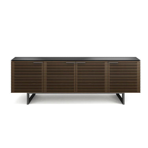 BDI BDICORR8179CHOCO | Multimedia cabinet - Louvered door - Solid wood - Tempered glass top - Chocolate stained walnut-SONXPLUS.com