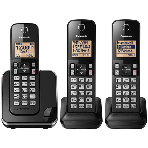 Panasonic KX-TGC383B | Téléphone sans fil - 3 combinés - Noir-Sonxplus 