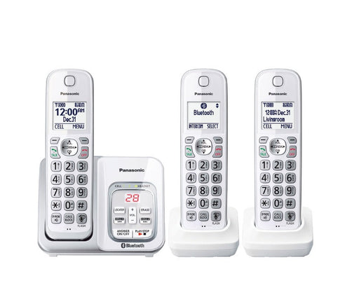Panasonic KX-TGD593W | Téléphone sans fil - 3 combinés - Liaison cellulaire - Répondeur - Bluetooth - Blanc-Sonxplus 